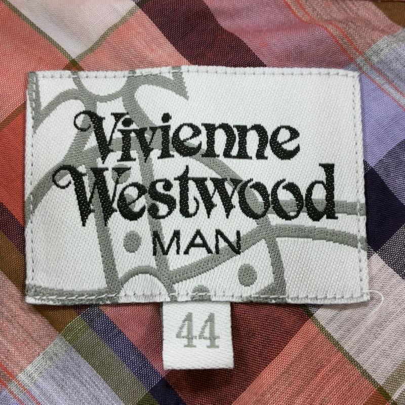 ヴィヴィアンウエストウッドマン Vivienne Westwood MAN シャツ、ブラウス 半袖 レギュラーカラー オーブ 刺繍 チェック 袖二重 半袖 ボタン シャツ 4745-2104 44 チェック X ロゴ、文字 X 刺繍 マルチカラー / マルチカラー / multicolor メンズ USED 古着 中古 50137535