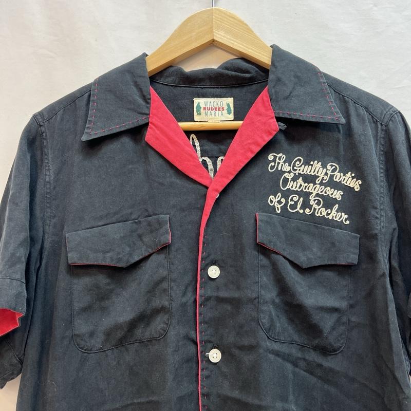 ワコマリア WACKO MARIA シャツ、ブラウス 半袖 チェーン刺繡 ラインストーン オープンカラーシャツ 開襟 M 黒 / ブラック / black メンズ USED 古着 中古 50137569