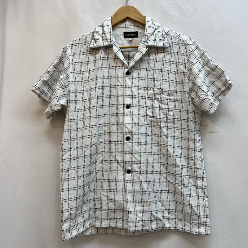 バンビーノ BAMBINO シャツ、ブラウス 半袖 チェック オープンカラーシャツ 開襟 2 白 / ホワイト / white メンズ USED 古着 中古 50137576