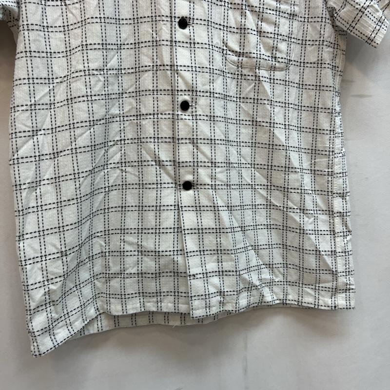 バンビーノ BAMBINO シャツ、ブラウス 半袖 チェック オープンカラーシャツ 開襟 2 白 / ホワイト / white メンズ USED 古着 中古 50137576