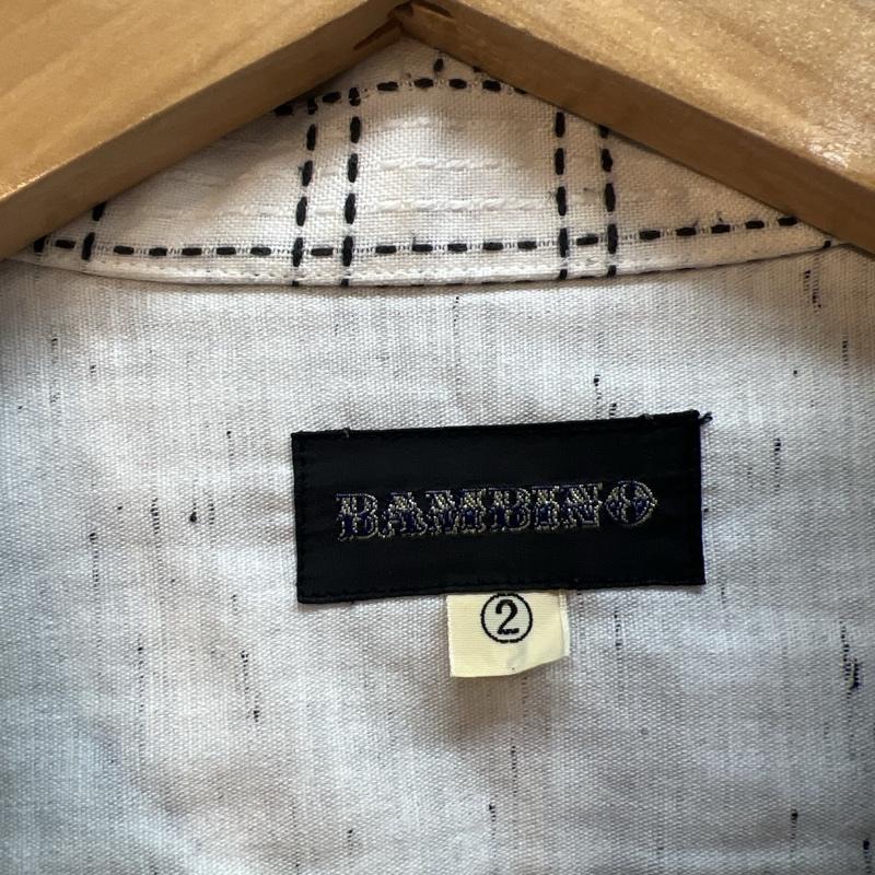 バンビーノ BAMBINO シャツ、ブラウス 半袖 チェック オープンカラーシャツ 開襟 2 白 / ホワイト / white メンズ USED 古着 中古 50137576