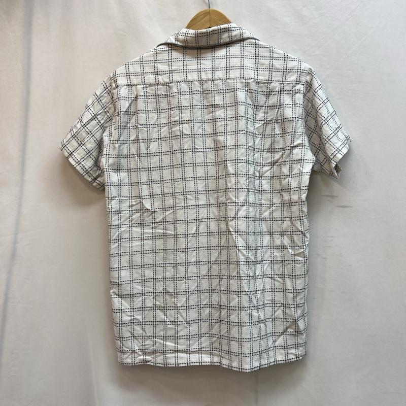 バンビーノ BAMBINO シャツ、ブラウス 半袖 チェック オープンカラーシャツ 開襟 2 白 / ホワイト / white メンズ USED 古着 中古 50137576