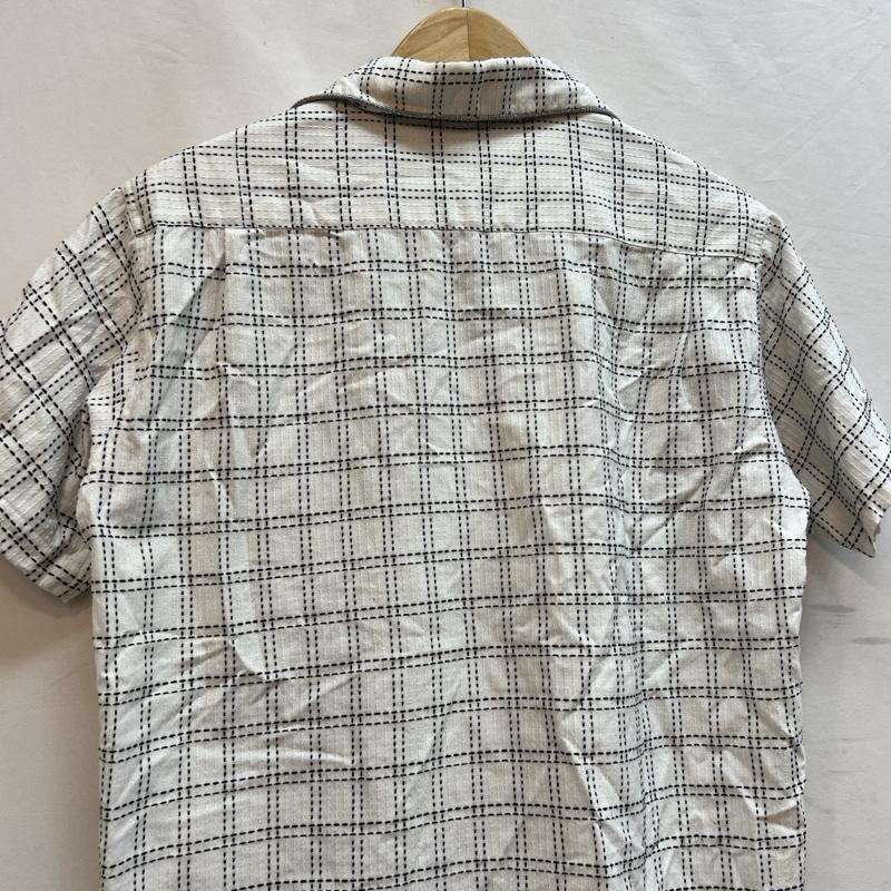 バンビーノ BAMBINO シャツ、ブラウス 半袖 チェック オープンカラーシャツ 開襟 2 白 / ホワイト / white メンズ USED 古着 中古 50137576