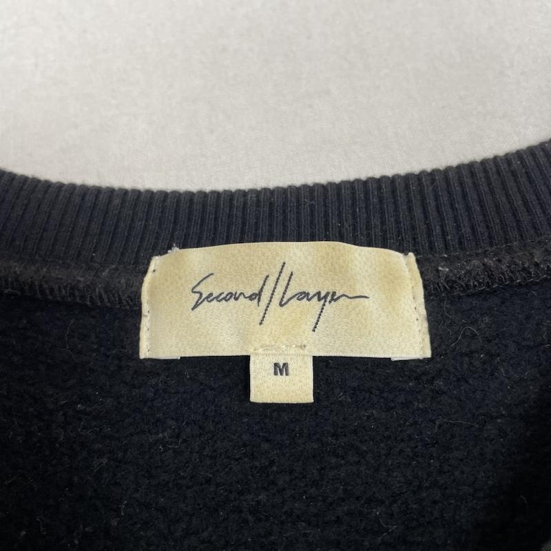 古着 USED トレーナー 長袖 SECOND LAYER ヴィンテージ ラグラン プルオーバー スウェット トレーナー 長袖 ロゴ 刺繍 M ロゴ、文字 X 刺繍 X ワンポイント 黒 / ブラック / black メンズ USED 古着 中古 50137602