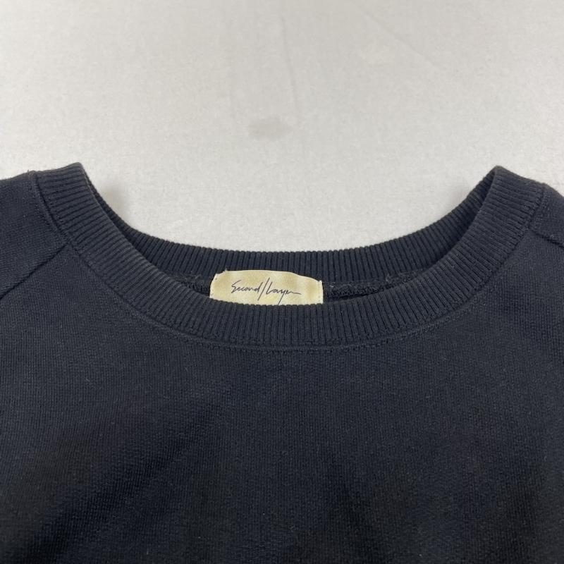 古着 USED トレーナー 長袖 SECOND LAYER ヴィンテージ ラグラン プルオーバー スウェット トレーナー 長袖 ロゴ 刺繍 M ロゴ、文字 X 刺繍 X ワンポイント 黒 / ブラック / black メンズ USED 古着 中古 50137602