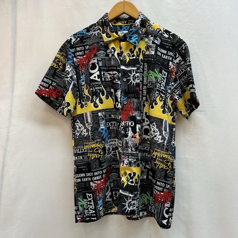 古着 USED シャツ、ブラウス 半袖 FRESH ファイヤー ニュースペーパー 総柄シャツ M メンズ USED 古着 中古 50137610