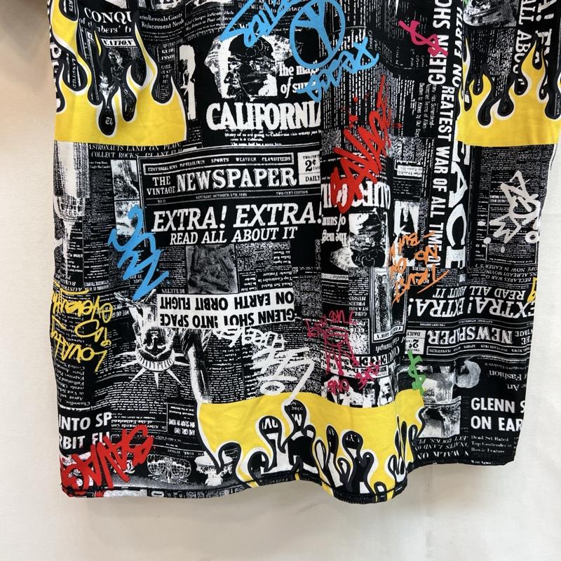古着 USED シャツ、ブラウス 半袖 FRESH ファイヤー ニュースペーパー 総柄シャツ M メンズ USED 古着 中古 50137610
