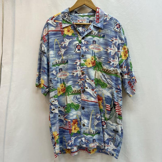 古着 USED シャツ、ブラウス 半袖 GAVIN U.S.A.F アロハシャツ レーヨン エアフォース XL 青 / ブルー / blue メンズ USED 古着 中古 50137612