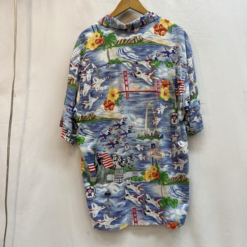 古着 USED シャツ、ブラウス 半袖 GAVIN U.S.A.F アロハシャツ レーヨン エアフォース XL 青 / ブルー / blue メンズ USED 古着 中古 50137612