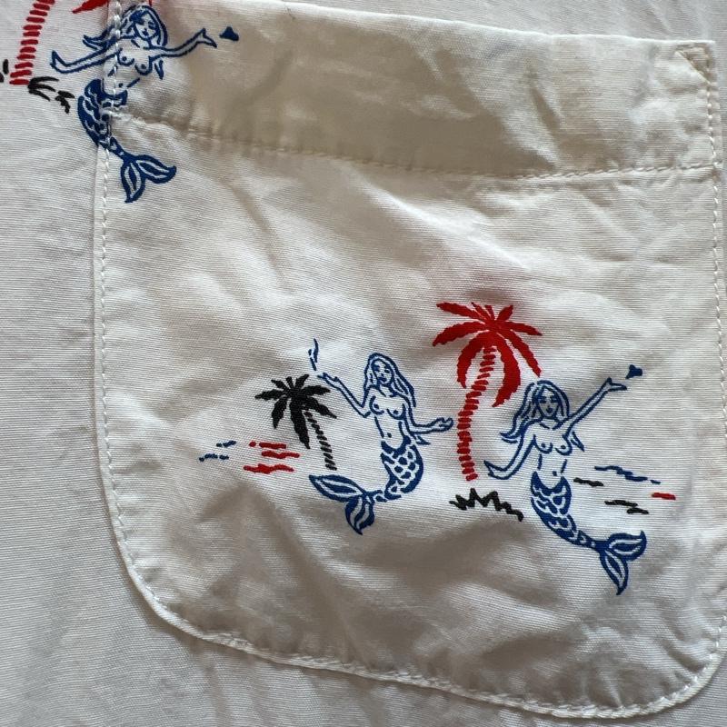 ワコマリア WACKO MARIA シャツ、ブラウス 半袖 マーメイド 人魚 レーヨン アロハシャツ M 白 / ホワイト / white メンズ USED 古着 中古 50137616