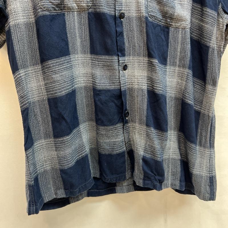 ラッツ RATS シャツ、ブラウス 半袖 チェック レーヨン オープンカラーシャツ 開襟 M 紺 / ネイビー / navy メンズ USED 古着 中古 50137617