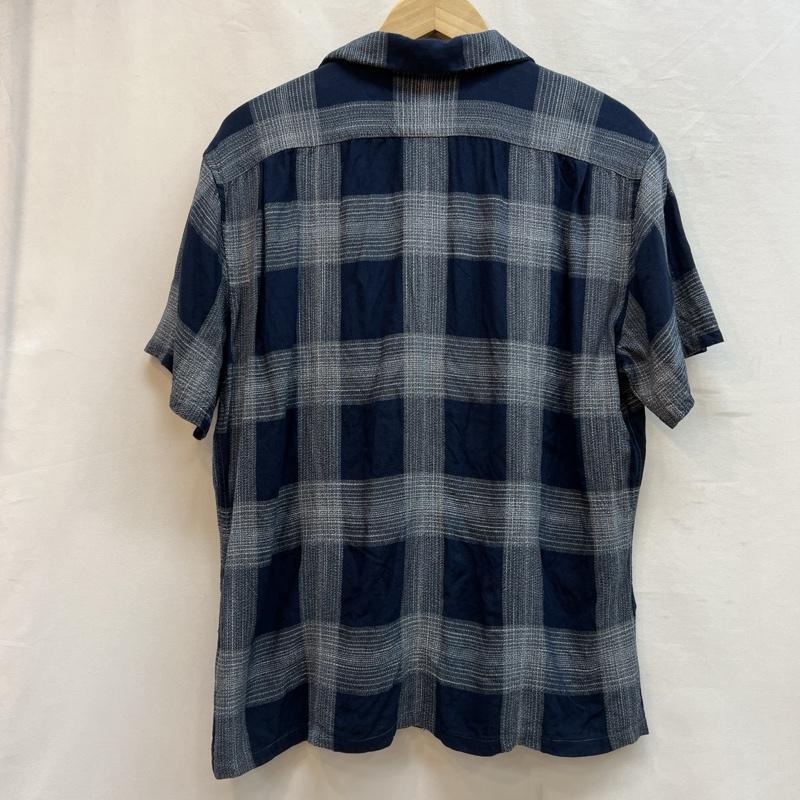 ラッツ RATS シャツ、ブラウス 半袖 チェック レーヨン オープンカラーシャツ 開襟 M 紺 / ネイビー / navy メンズ USED 古着 中古 50137617