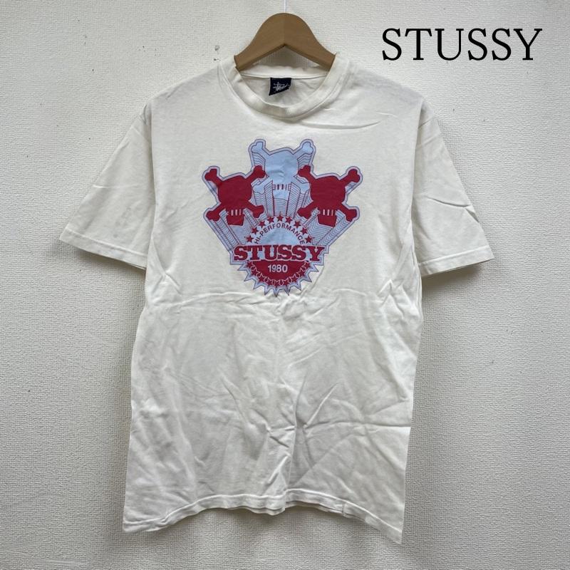 ステューシー STUSSY Tシャツ 半袖 90s シャドーマン 半袖 Tシャツ Shirt ロゴ HI-PERFOMANCE プリント M ロゴ、文字 X スカル X プリント 白 / ホワイト / white メンズ USED 古着 中古 50137686