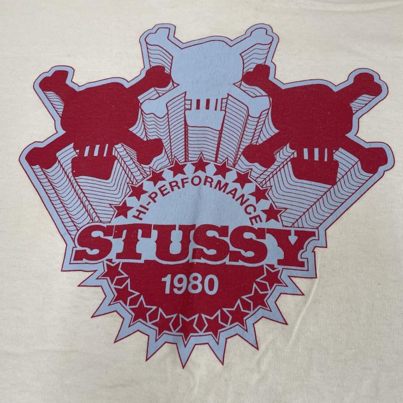 ステューシー STUSSY Tシャツ 半袖 90s シャドーマン 半袖 Tシャツ Shirt ロゴ HI-PERFOMANCE プリント M ロゴ、文字 X スカル X プリント 白 / ホワイト / white メンズ USED 古着 中古 50137686