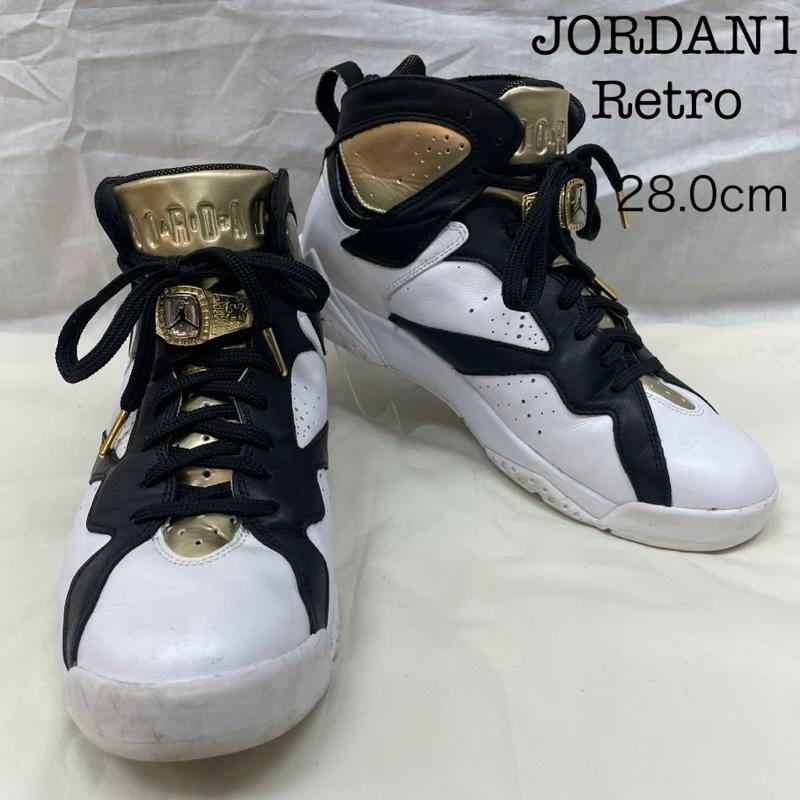 ナイキ NIKE スニーカー スニーカー 725093-140 Air Jordan 7 Retro Championship Pack Champagne エアジョーダン7 レトロ チャンピオンシップ パック 28.0cm 黒 / ブラック / black X 白 / ホワイト / white X 金 / ゴールド / gold color メンズ USED 古着 中古 50137728