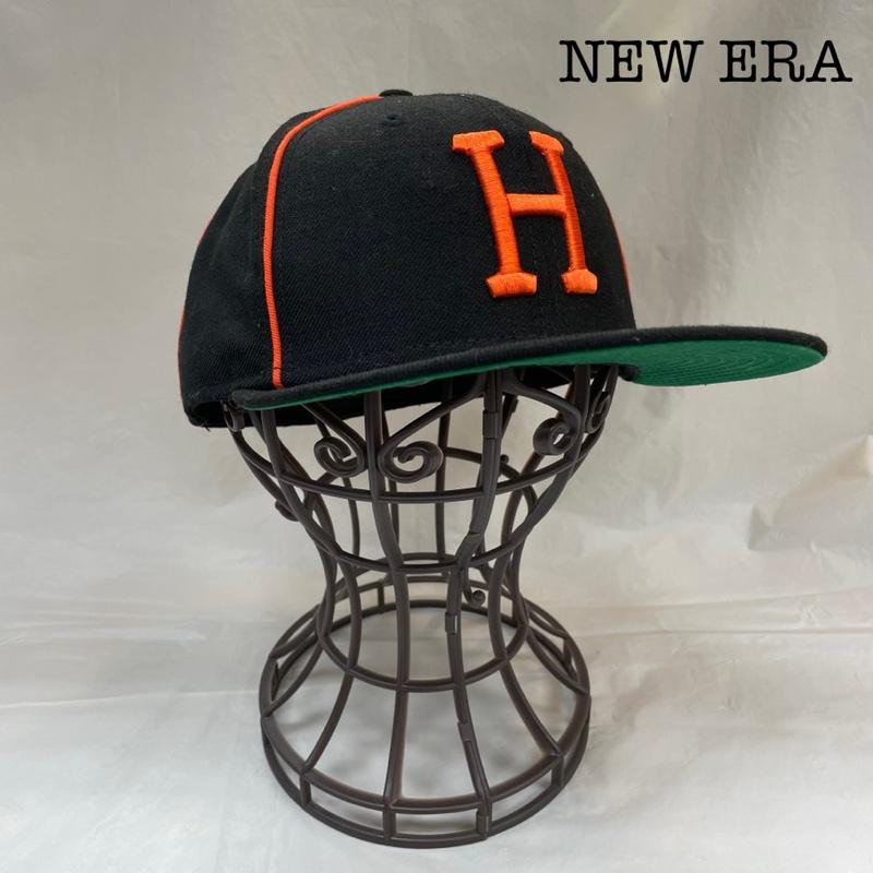 ニューエラ NEW ERA 帽子 キャップ HUF Classic H 5950 BLK ブラック ウール 7 3/8 NEW ERA HAT ハフ - 黒 / ブラック / black X 緑 / グリーン / green メンズ USED 古着 中古 50137738