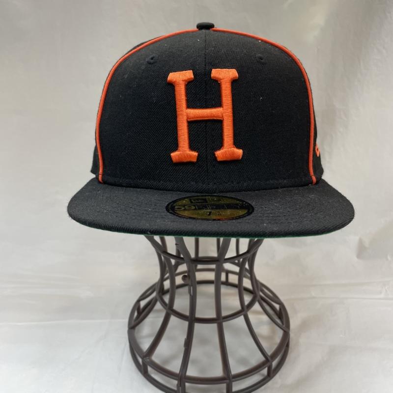 ニューエラ NEW ERA 帽子 キャップ HUF Classic H 5950 BLK ブラック ウール 7 3/8 NEW ERA HAT ハフ - 黒 / ブラック / black X 緑 / グリーン / green メンズ USED 古着 中古 50137738