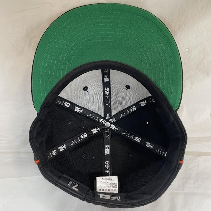 ニューエラ NEW ERA 帽子 キャップ HUF Classic H 5950 BLK ブラック ウール 7 3/8 NEW ERA HAT ハフ - 黒 / ブラック / black X 緑 / グリーン / green メンズ USED 古着 中古 50137738
