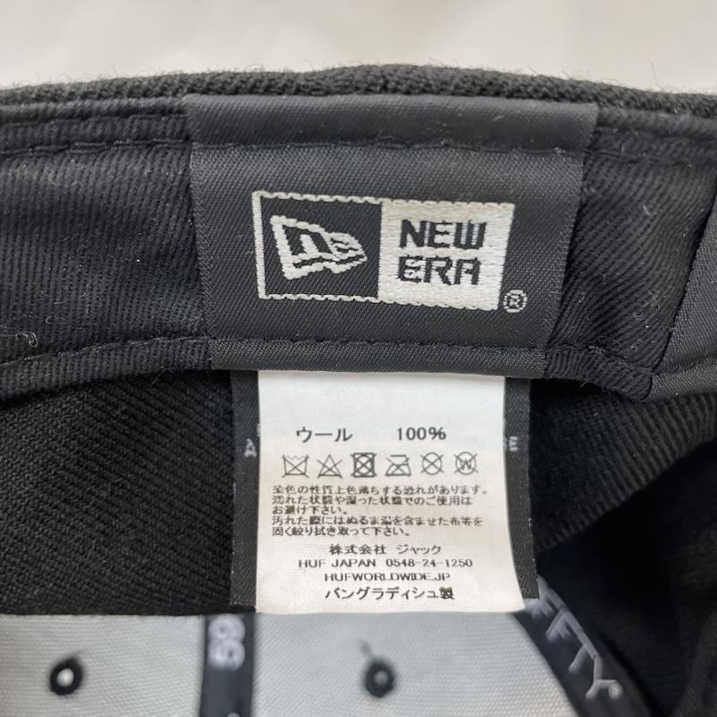 ニューエラ NEW ERA 帽子 キャップ HUF Classic H 5950 BLK ブラック ウール 7 3/8 NEW ERA HAT ハフ - 黒 / ブラック / black X 緑 / グリーン / green メンズ USED 古着 中古 50137738