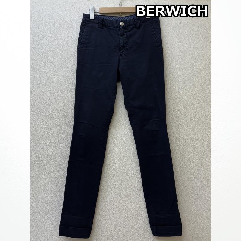 ベルウィッチ BERWICH ボトムス ボトムス 57328 イタリア製 ストレッチ スリム ストレート パンツ 紺 ネイビー 44 紺 / ネイビー / navy メンズ USED 古着 中古 50137742