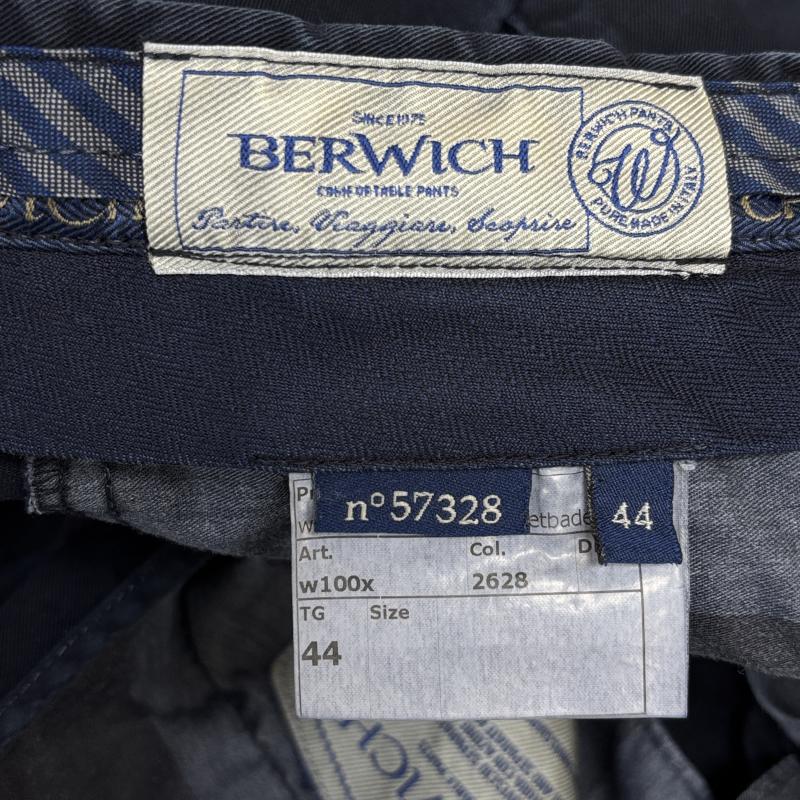 ベルウィッチ BERWICH ボトムス ボトムス 57328 イタリア製 ストレッチ スリム ストレート パンツ 紺 ネイビー 44 紺 / ネイビー / navy メンズ USED 古着 中古 50137742