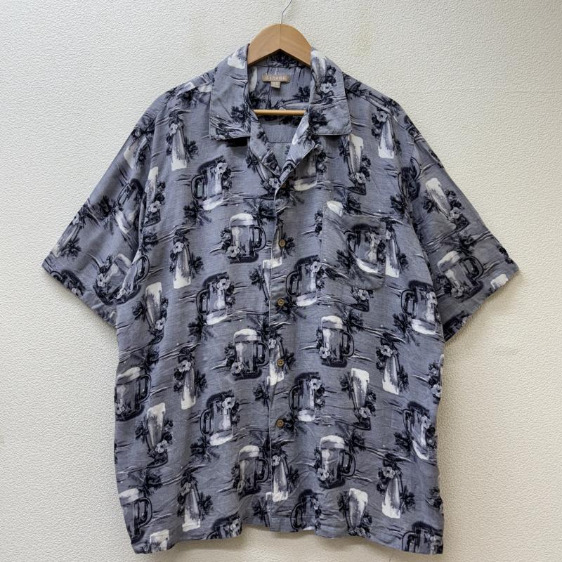 古着 USED シャツ、ブラウス 半袖 GEORGE ジョージ ビッグサイズ ジョッキグラス ヤシの木 総柄 レーヨン オープンカラー 半袖 アロハ シャツ XL メンズ USED 古着 中古 50137758