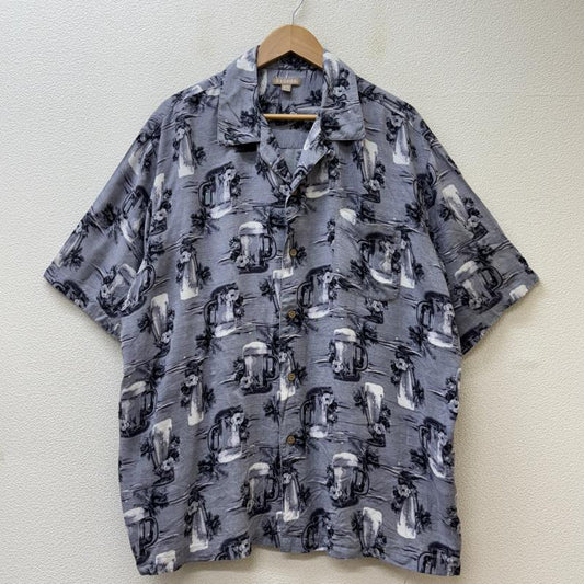 古着 USED シャツ、ブラウス 半袖 GEORGE ジョージ ビッグサイズ ジョッキグラス ヤシの木 総柄 レーヨン オープンカラー 半袖 アロハ シャツ XL メンズ USED 古着 中古 50137758