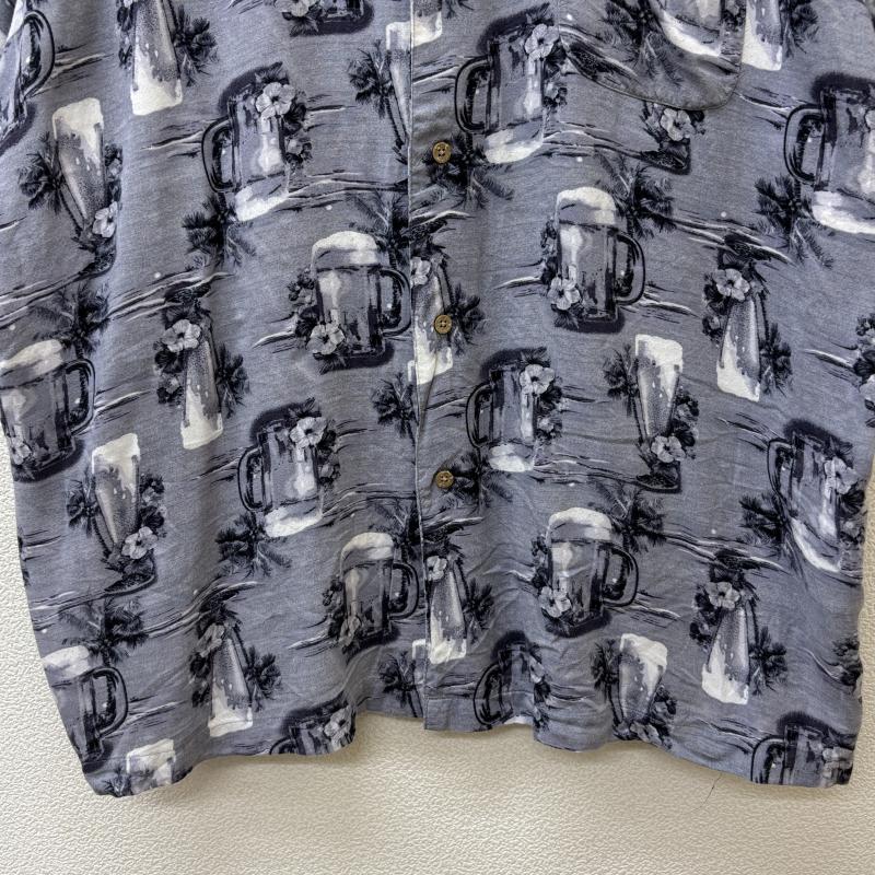 古着 USED シャツ、ブラウス 半袖 GEORGE ジョージ ビッグサイズ ジョッキグラス ヤシの木 総柄 レーヨン オープンカラー 半袖 アロハ シャツ XL メンズ USED 古着 中古 50137758