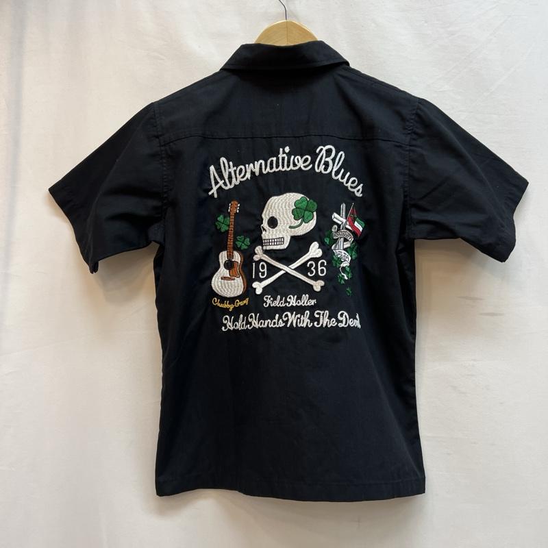 チャビーギャング CHUBBYGANG シャツ、ブラウス 半袖 スカル ドクロ 刺繍 オープンカラー ワークシャツ 開襟 M 黒 / ブラック / black レディース USED 古着 中古 50137773