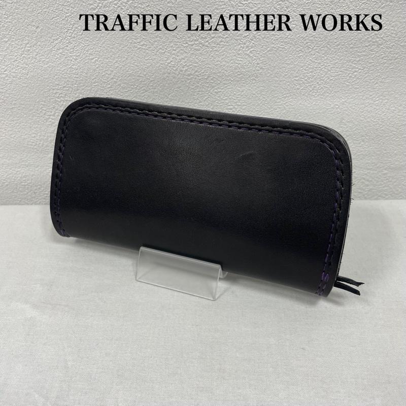 古着 USED 財布 長財布 Traffic leather works トラフィック レザー ワークス 長財布 ロング ウォレット - 黒 / ブラック / black X 紫 / パープル / purple メンズ USED 古着 中古 50137829