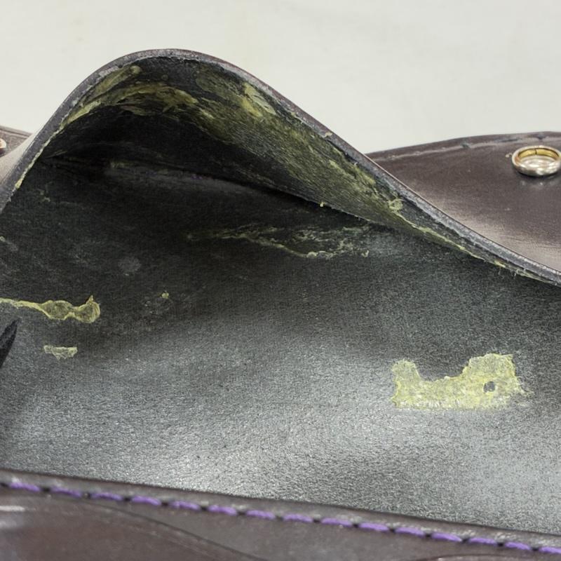 古着 USED 財布 長財布 Traffic leather works トラフィック レザー ワークス 長財布 ロング ウォレット - 黒 / ブラック / black X 紫 / パープル / purple メンズ USED 古着 中古 50137829
