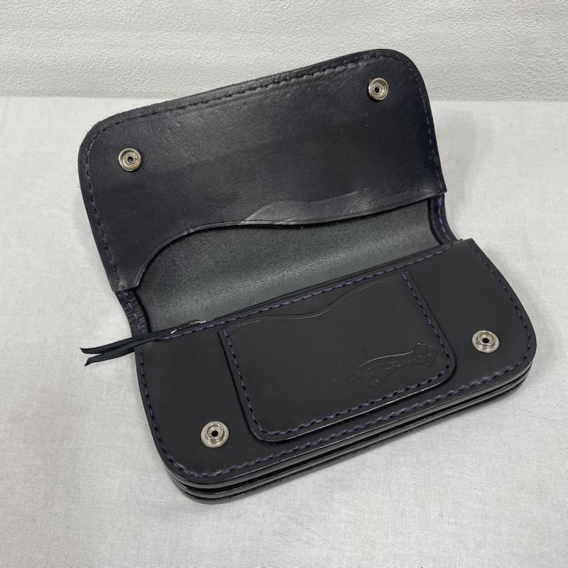 古着 USED 財布 長財布 Traffic leather works トラフィック レザー ワークス 長財布 ロング ウォレット - 黒 / ブラック / black X 紫 / パープル / purple メンズ USED 古着 中古 50137829