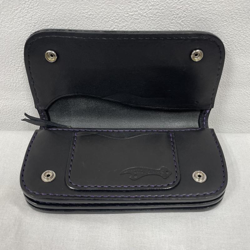 古着 USED 財布 長財布 Traffic leather works トラフィック レザー ワークス 長財布 ロング ウォレット - 黒 / ブラック / black X 紫 / パープル / purple メンズ USED 古着 中古 50137829