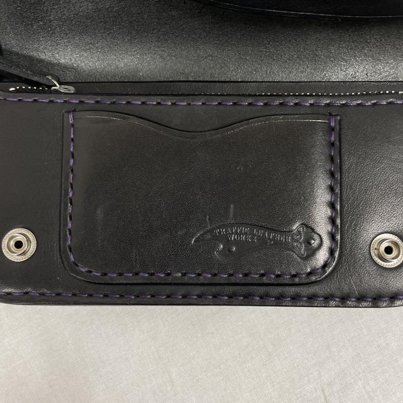 古着 USED 財布 長財布 Traffic leather works トラフィック レザー ワークス 長財布 ロング ウォレット - 黒 / ブラック / black X 紫 / パープル / purple メンズ USED 古着 中古 50137829