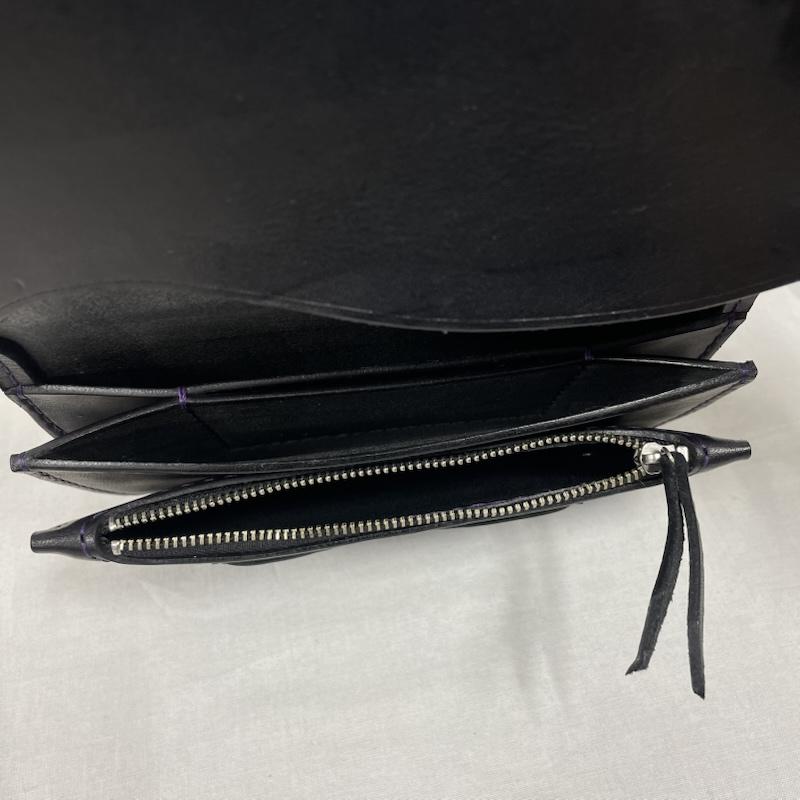 古着 USED 財布 長財布 Traffic leather works トラフィック レザー ワークス 長財布 ロング ウォレット - 黒 / ブラック / black X 紫 / パープル / purple メンズ USED 古着 中古 50137829