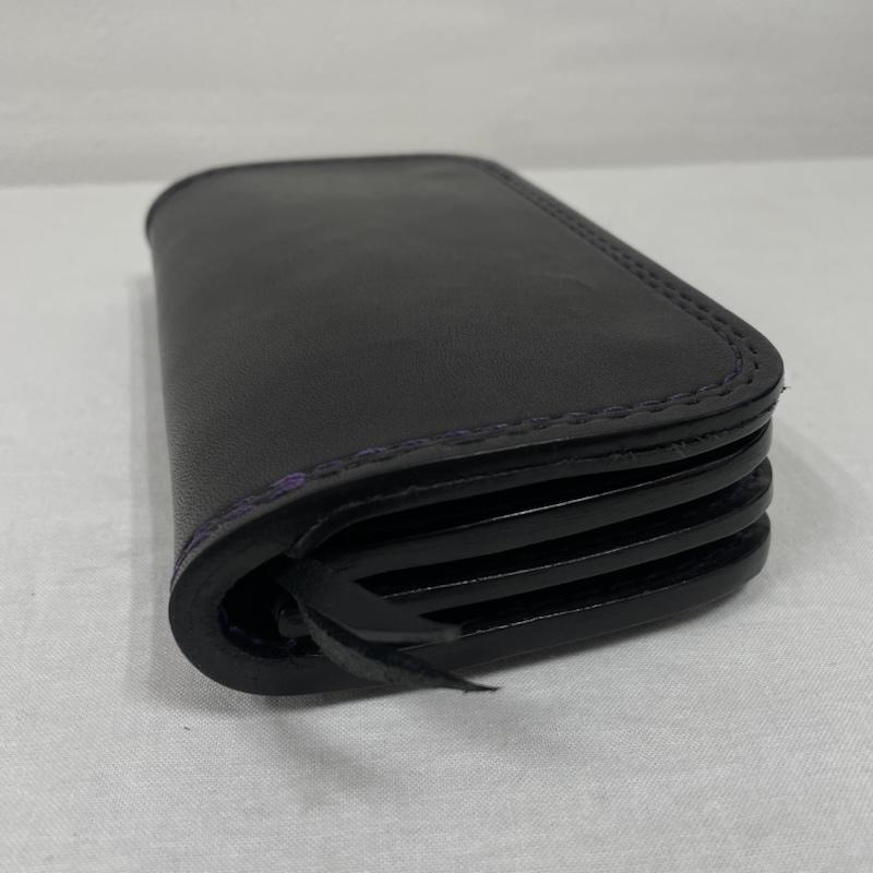 古着 USED 財布 長財布 Traffic leather works トラフィック レザー ワークス 長財布 ロング ウォレット - 黒 / ブラック / black X 紫 / パープル / purple メンズ USED 古着 中古 50137829