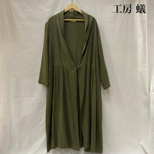 古着 USED カーディガン 長袖 工房 蟻 ロングカーディガン ロングガウン オリーブグリーン 無地 オリーブグリーン / オリーブグリーン / レディース USED 古着 中古 50137858