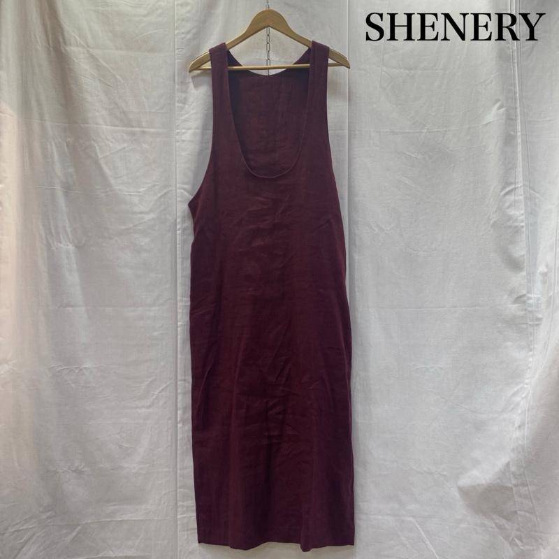 シーナリー SHENERY サロペット・オーバーオール サロペット、オーバーオール ジョーゼット2WAYワンピース 麻100% BURGUNDY サイズ:36 36 無地 えんじ / ワインレッド / dark red レディース USED 古着 中古 50137914