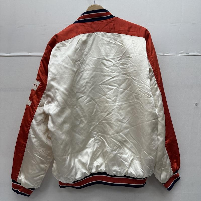アディダス adidas ジャケット、上着 ジャンパー、ブルゾン 80s 銀タグ サテン スタジャン 袖ロゴ ワッペン RUN DMC M オフホワイト / オフホワイト / X 橙 / オレンジ / orange メンズ USED 古着 中古 50138064