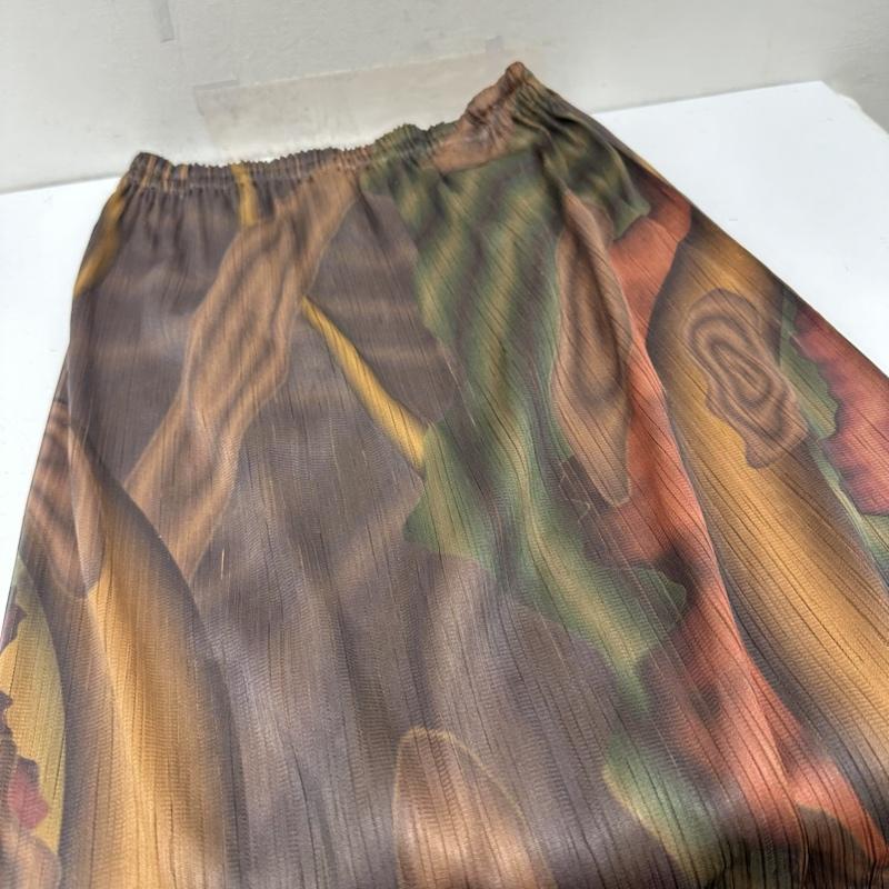 イッセイミヤケ ISSEY MIYAKE セットアップ セットアップ PLEATS PLEASE プリーツ マーブル プリント ノースリーブ カットソー スカート セットアップ PP54-JK200 横尾忠則 FREE 茶 / ブラウン / brown X マルチカラー / マルチカラー / multicolor レディース USED 古着 中古 50138071