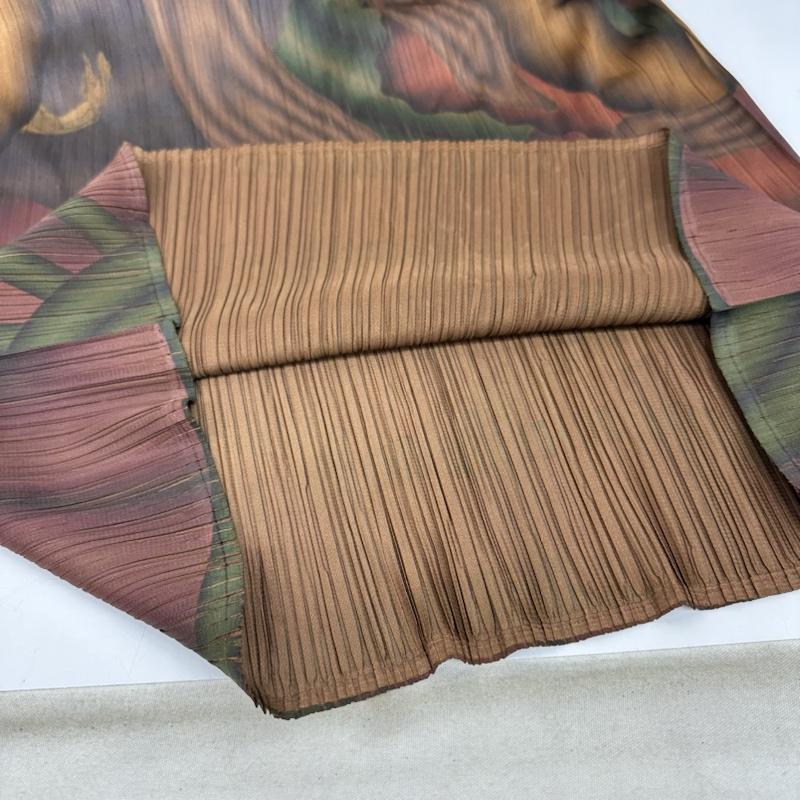 イッセイミヤケ ISSEY MIYAKE セットアップ セットアップ PLEATS PLEASE プリーツ マーブル プリント ノースリーブ カットソー スカート セットアップ PP54-JK200 横尾忠則 FREE 茶 / ブラウン / brown X マルチカラー / マルチカラー / multicolor レディース USED 古着 中古 50138071
