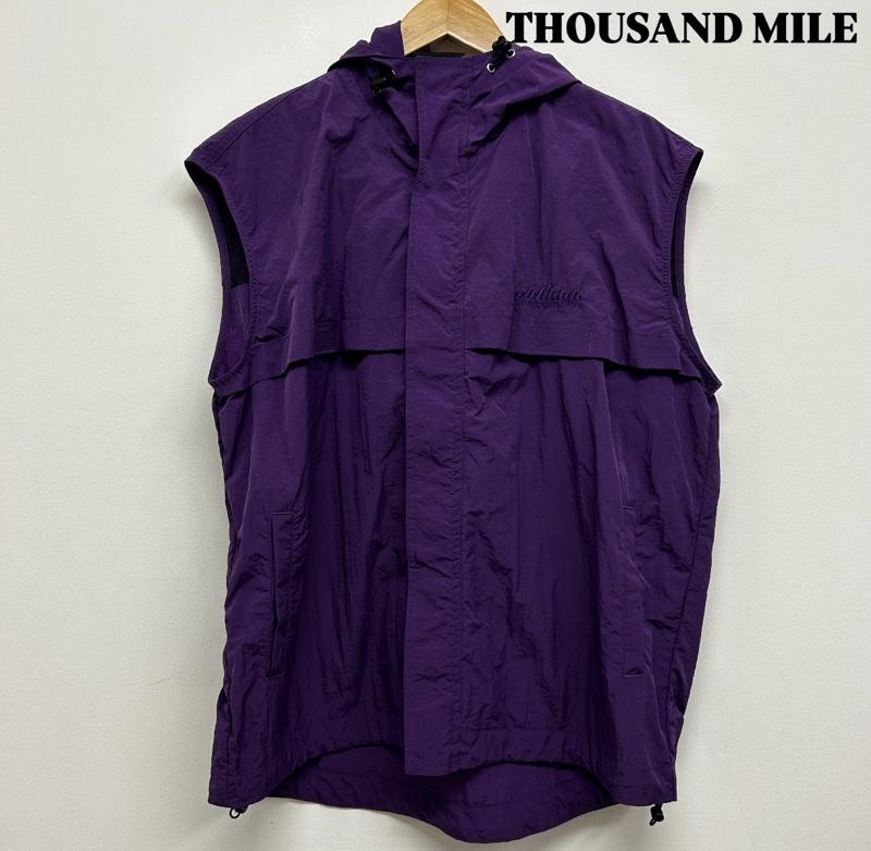サウザンドマイル THOUSAND MILE ベスト ベスト LIGHT SHELL Vest ジップアップ フードベスト M ロゴ、文字 紫 / パープル / purple メンズ USED 古着 中古 50138111