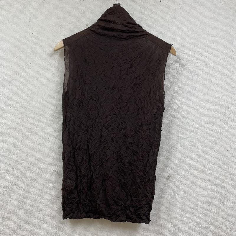 イッセイミヤケ ISSEY MIYAKE タンクトップ タンクトップ 97ss 90s プリーツ加工 ノースリーブ ブラウス シャツ タートル シフォン IM72-JK102 M 無地 茶 / ブラウン / brown レディース USED 古着 中古 50138125