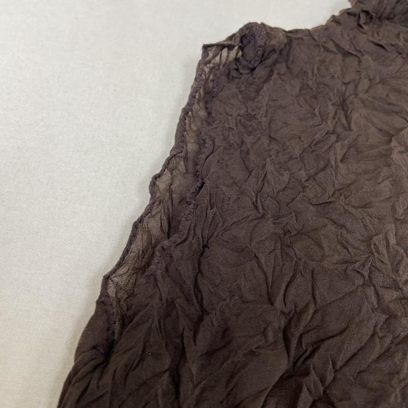 イッセイミヤケ ISSEY MIYAKE タンクトップ タンクトップ 97ss 90s プリーツ加工 ノースリーブ ブラウス シャツ タートル シフォン IM72-JK102 M 無地 茶 / ブラウン / brown レディース USED 古着 中古 50138125