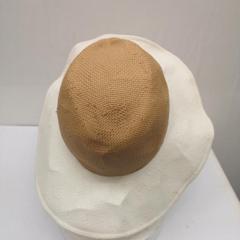 ミュールバウアー MUHLBAUER 帽子 ハット オーストラリア製 ツートン 中折れ ストロー ハット - ワンポイント X ロゴ、文字 キャメル / キャメル / X 白 / ホワイト / white レディース USED 古着 中古 50138267