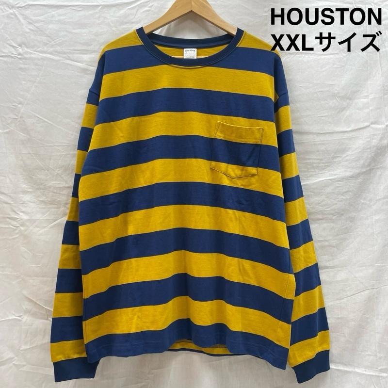 ヒューストン HOUSTON Tシャツ 長袖 22254 BORDER L/S TEE ボーダー長袖Tシャツ BLU YEL ブルー イエロー XXL 青 / ブルー / blue X 黄 / イエロー / yellow メンズ USED 古着 中古 50138278