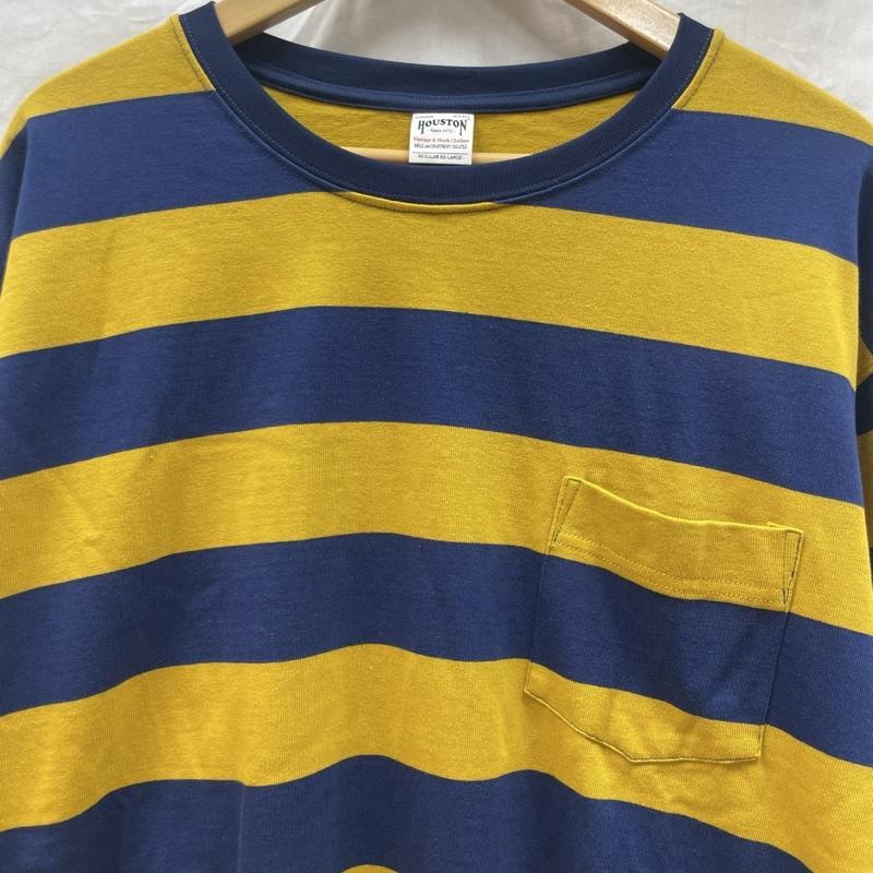 ヒューストン HOUSTON Tシャツ 長袖 22254 BORDER L/S TEE ボーダー長袖Tシャツ BLU YEL ブルー イエロー XXL 青 / ブルー / blue X 黄 / イエロー / yellow メンズ USED 古着 中古 50138278