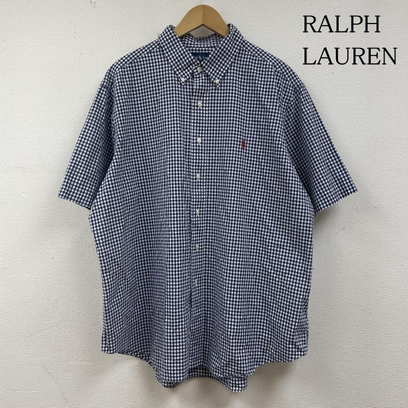 ラルフローレン RALPHLAUREN シャツ、ブラウス 半袖 半袖 シャツ 90s Ralph lauren ギンガムチェック ブラウス Shirt ロゴ 刺繍 ワンポイント 大きめ ビッグシルエット XXL ロゴ、文字 X 刺繍 X ワンポイント X チェック 青 / ブルー / blue X 白 / ホワイト / white メンズ USED 古着 中古 50138305