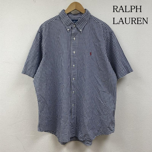 ラルフローレン RALPHLAUREN シャツ、ブラウス 半袖 半袖 シャツ 90s Ralph lauren ギンガムチェック ブラウス Shirt ロゴ 刺繍 ワンポイント 大きめ ビッグシルエット XXL ロゴ、文字 X 刺繍 X ワンポイント X チェック 青 / ブルー / blue X 白 / ホワイト / white メンズ USED 古着 中古 50138305