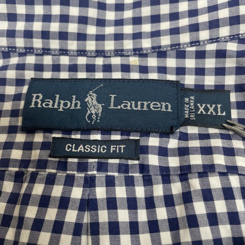 ラルフローレン RALPHLAUREN シャツ、ブラウス 半袖 半袖 シャツ 90s Ralph lauren ギンガムチェック ブラウス Shirt ロゴ 刺繍 ワンポイント 大きめ ビッグシルエット XXL ロゴ、文字 X 刺繍 X ワンポイント X チェック 青 / ブルー / blue X 白 / ホワイト / white メンズ USED 古着 中古 50138305